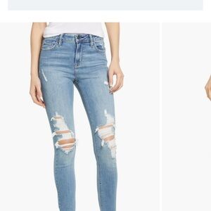 Trendy Blue Distressed Skinny Jeans for Women
